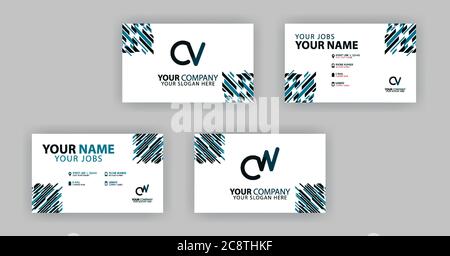 Letter CV and CW of business cards and logos in packs. Modern flat design concept for Landing page website, mobile apps ui ux, banner poster, flyer br Stock Vector