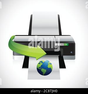 Printing a international globe illustration design over a white background Stock Vector