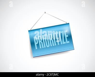 Prioritize hanging banner illustration design over a white background Stock Vector