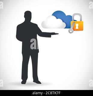 Cloud computing security concept illustration design over white Stock Vector