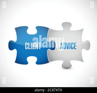 Client advice puzzle pieces illustration design over a white background Stock Vector