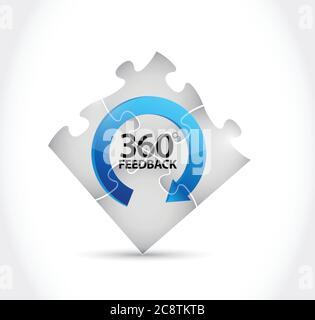 Puzzle pieces 360 feedback cycle illustration design over a white background Stock Vector