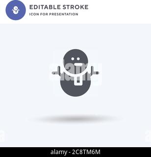Snowman icon vector, filled flat sign, solid pictogram isolated on white, logo illustration. Snowman icon for presentation. Stock Vector