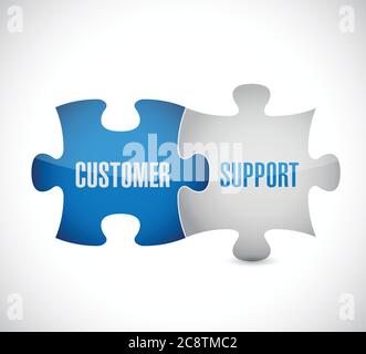 Customer support puzzle pieces illustration design over a white background Stock Vector