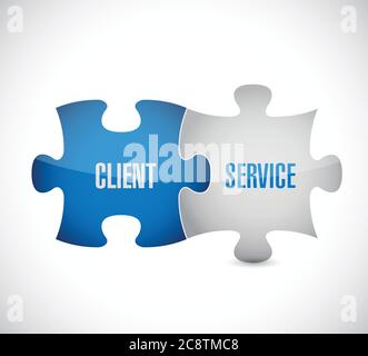 Client service puzzle pieces illustration design over a white background Stock Vector