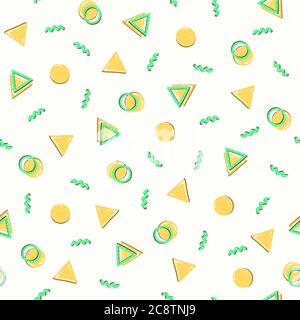 hand-drawn cute doodle geometric seamless repeat pattern Stock Photo