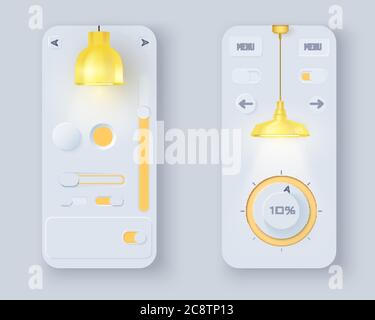 Neumorph UI kit of lamp shop Stock Vector