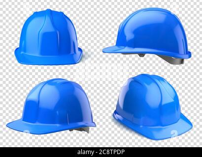 Vector blue safety helmets on transparent background Stock Vector