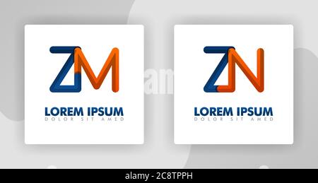 ZM and ZN Logo Letters in 3d style. can be used for company logos, fellowships, consultants, websites, banners, posters, illustrations. good for all b Stock Vector