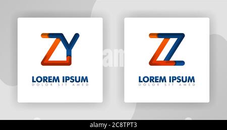 ZY and ZZ Logo Letters in 3d style. can be used for company logos, fellowships, consultants, websites, banners, posters, illustrations. good for all b Stock Vector