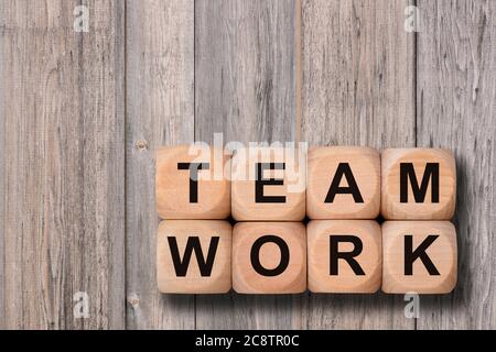 team work printed on wooden cubes Stock Photo