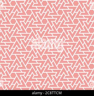 Living coral color seamless geometric pattern. Vector repeating texture for fabric design, cloth, textile Stock Vector