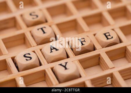 word cloud for stay safe Stock Photo