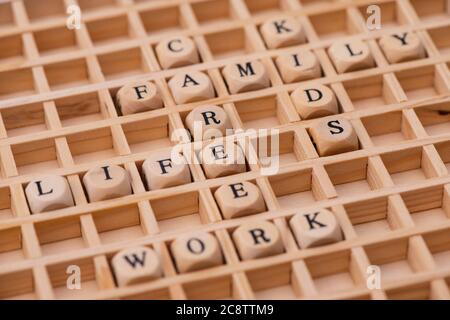 word cloud for family, job, career and life Stock Photo