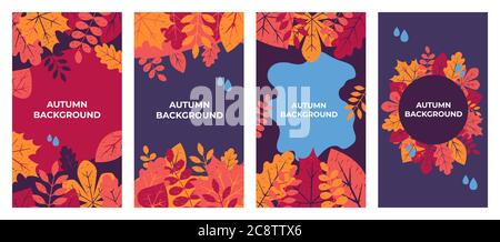 Autumn background Autumn leaves for story, banner, poster and advertising Stock Vector