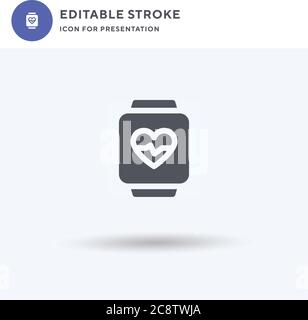 Heart Rate icon vector, filled flat sign, solid pictogram isolated on white, logo illustration. Heart Rate icon for presentation. Stock Vector