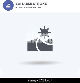 Dunes icon vector, filled flat sign, solid pictogram isolated on white, logo illustration. Dunes icon for presentation. Stock Vector