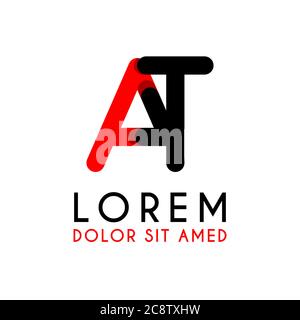 initial Letter TA with red Black and has rounded corners Stock Vector