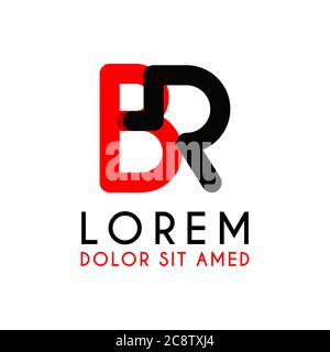 initial Letter RB with red Black and has rounded corners Stock Vector