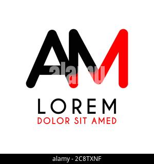 initial Letter MA with red Black and has rounded corners Stock Vector