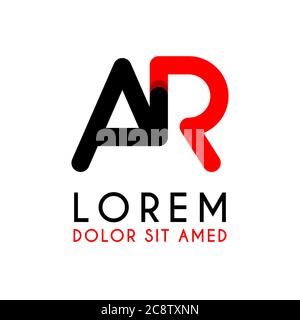 initial Letter RA with red Black and has rounded corners Stock Vector