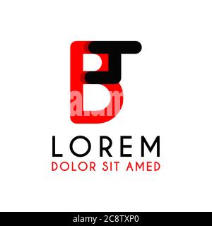 initial Letter TB with red Black and has rounded corners Stock Vector