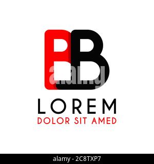 initial Letter BB with red Black and has rounded corners Stock Vector