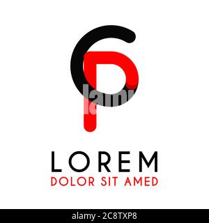 initial Letter CP with red Black and has rounded corners Stock Vector