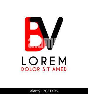 initial Letter VB with red Black and has rounded corners Stock Vector