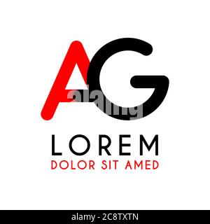 initial Letter GA with red Black and has rounded corners Stock Vector
