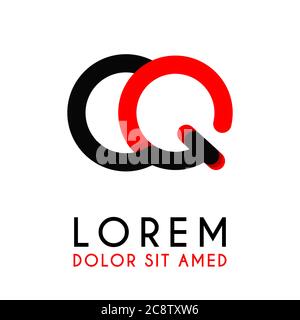 initial Letter CQ with red Black and has rounded corners Stock Vector