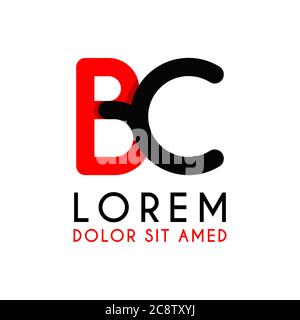 initial Letter CB with red Black and has rounded corners Stock Vector