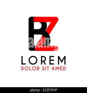 initial Letter ZB with red Black and has rounded corners Stock Vector