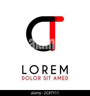 initial Letter CT with red Black and has rounded corners Stock Vector