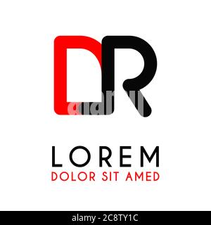 initial Letter DR with red Black and has rounded corners Stock Vector