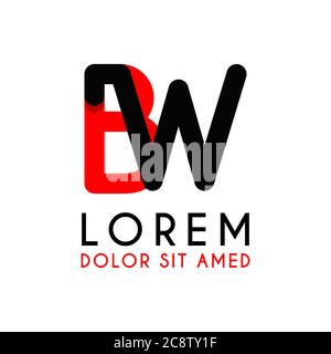 initial Letter WB with red Black and has rounded corners Stock Vector