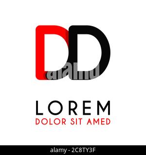 initial Letter DD with red Black and has rounded corners Stock Vector