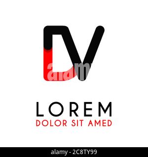initial Letter DV with red Black and has rounded corners Stock Vector