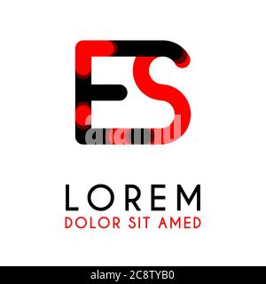initial Letter ES with red Black and has rounded corners Stock Vector