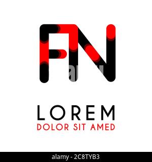 initial Letter FN with red Black and has rounded corners Stock Vector