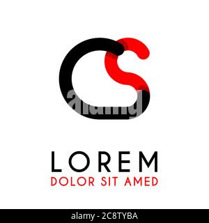 initial Letter CS with red Black and has rounded corners Stock Vector