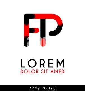 initial Letter FP with red Black and has rounded corners Stock Vector