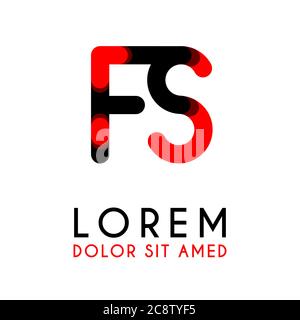 initial Letter FS with red Black and has rounded corners Stock Vector