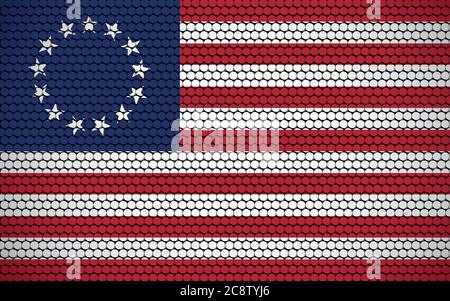 Abstract flag of United States made of circles. American flag designed with colored dots giving it a modern and futuristic abstract look. Stock Vector