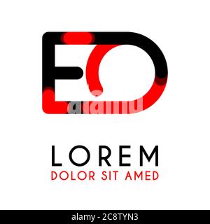 initial Letter EO with red Black and has rounded corners Stock Vector