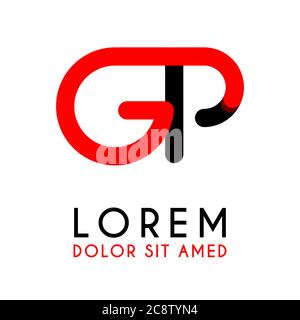 initial Letter GP with red Black and has rounded corners Stock Vector