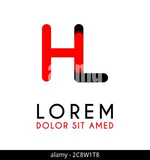 initial Letter HL with red Black and has rounded corners Stock Vector
