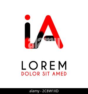 initial Letter IA with red Black and has rounded corners Stock Vector