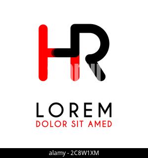 initial Letter HR with red Black and has rounded corners Stock Vector