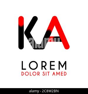 initial Letter KA with red Black and has rounded corners Stock Vector